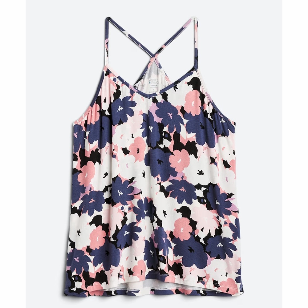 Market & Spruce Karlie floral racer back tank top size 1X